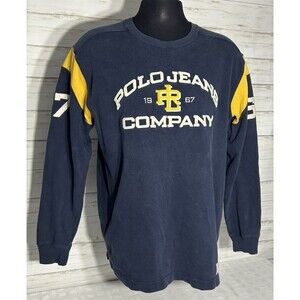 Vtg. Polo Jeans Co Ralph Lauren Sweatshirt Spell Out 67 Jersey Style LARGE Mens